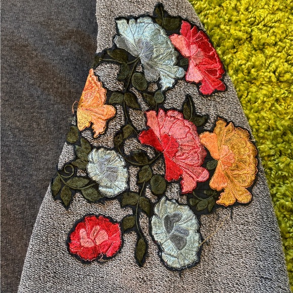 Unique embroidered and crocheted hooded sweater - Picture 3 of 5